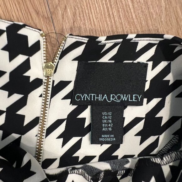 Cynthia Rowley Black White Houndstooth Dress Size 12 - Picture 5 of 7